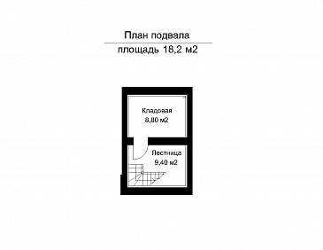 Проект двухэтажного дома из клееного бруса с подвальным этажом и холодным чердаком / План цокольного этажа