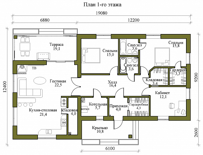 Современная усадьба «Ладога», 165 м²