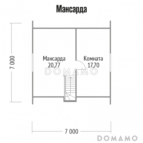 Проект простого дома из клееного бревна / План мансардного этажа
