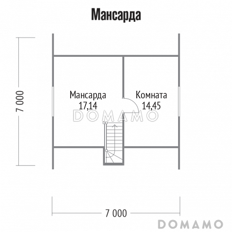 Проект дома из бруса с обшивкой вагонкой / План мансардного этажа