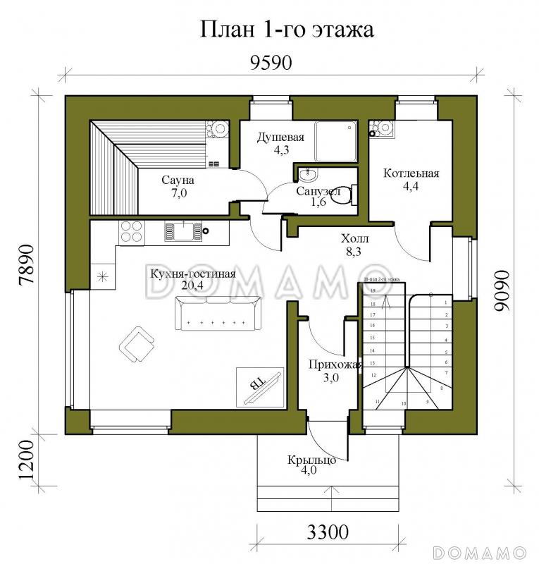 Сруб бани 52 Теремок из бревна