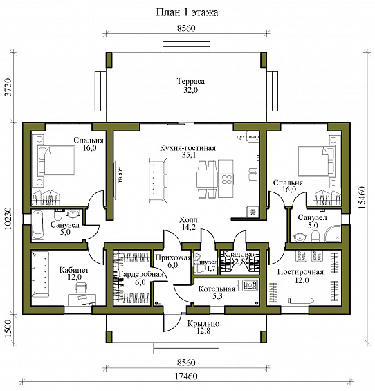 Коттедж «Хотицы», 182 м²